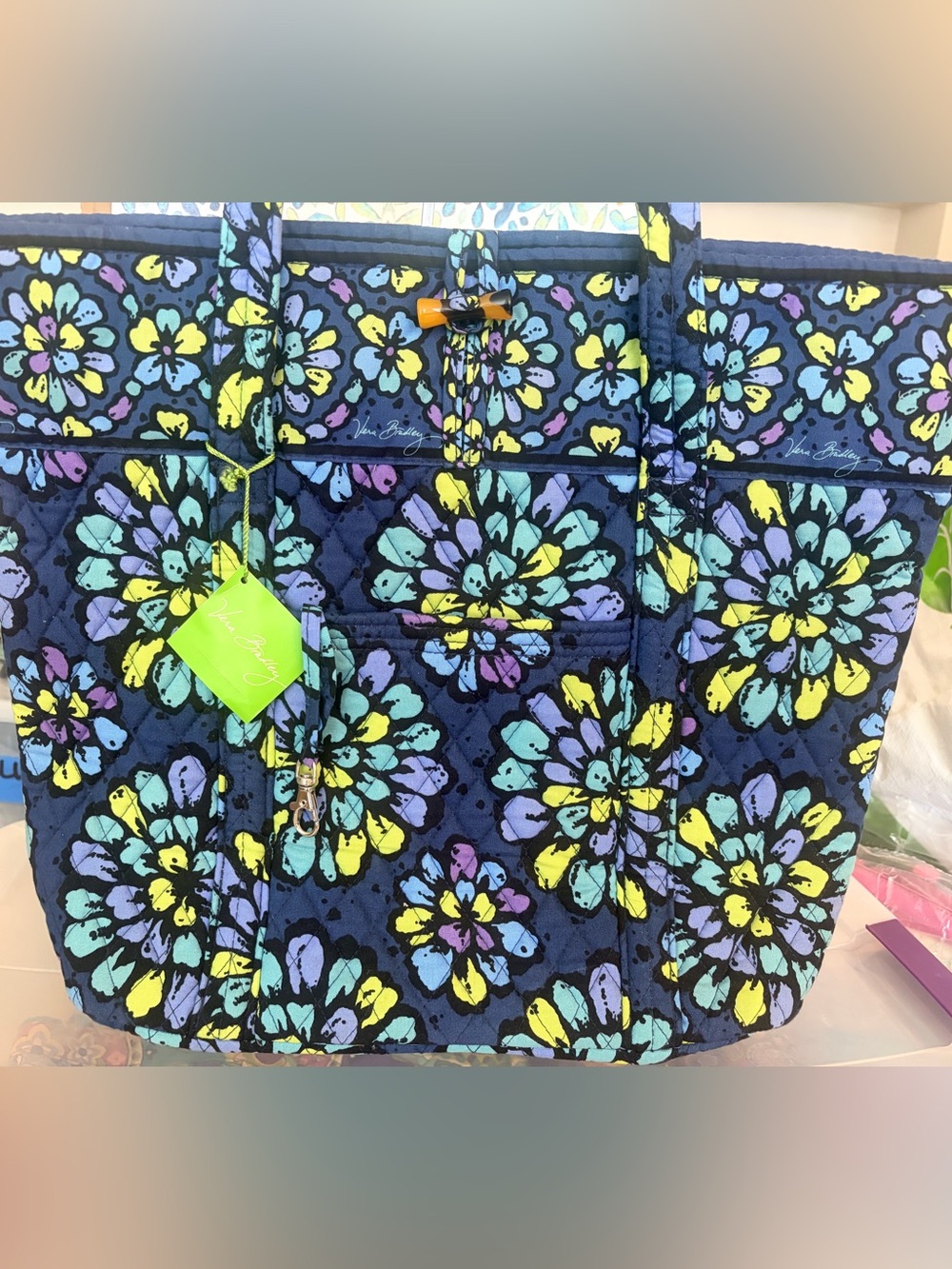 Vera Bradley Quilted Indigo Pop Grand Tote NWT